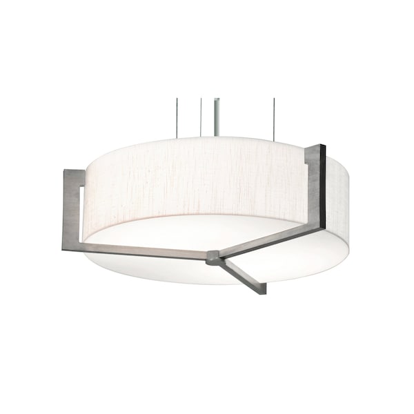 Apex 17" LED Pendant - Weathered Grey Finish - Linen White Shade